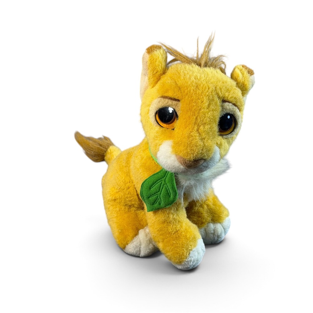 Vintage 1993 Disney The Lion King Simba Cub Plush Mattel Leaf Collar 9 Inch